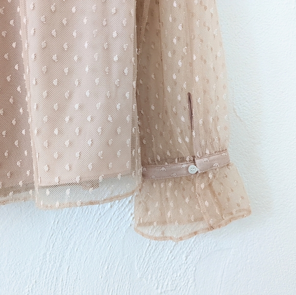 J. Crew Clip Dot Lace Ruffle Blouse Blush Champagne Size Large - Picture 10 of 12